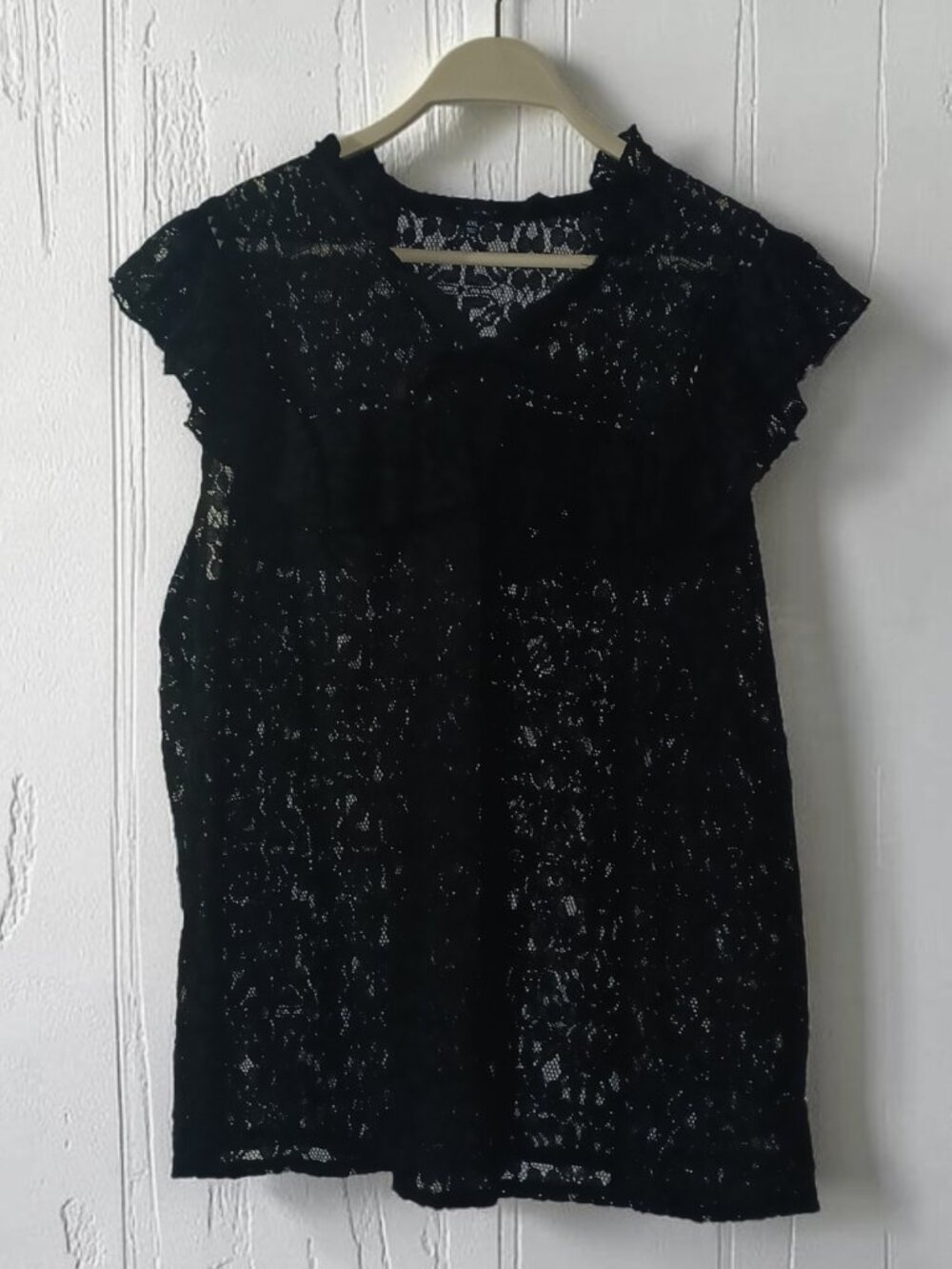 Who What Wear Black Lace Blouse Size XXL Fits Like XL Sheer Feminine Top